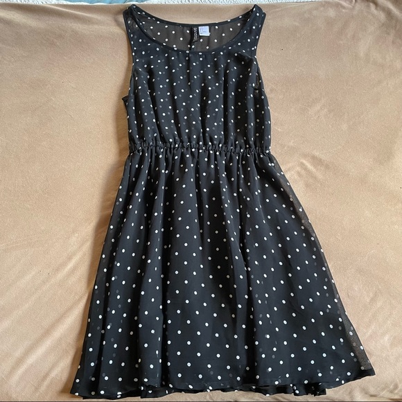 H&M Polka Dot Sleeveless Dress - Black and White, Size 4 - Picture 1 of 5